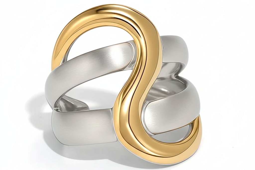 Dual-Tone Wave Statement Ring