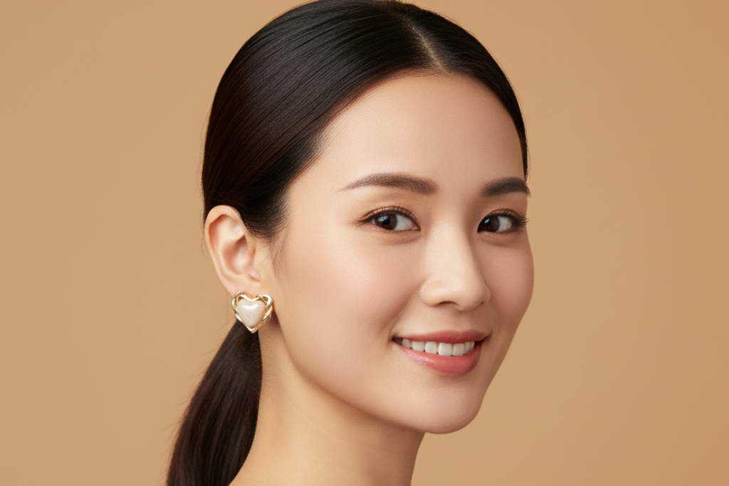 Pearl White Love earring