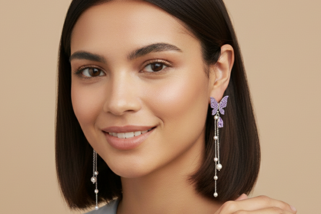 Purple Butterfly Earring