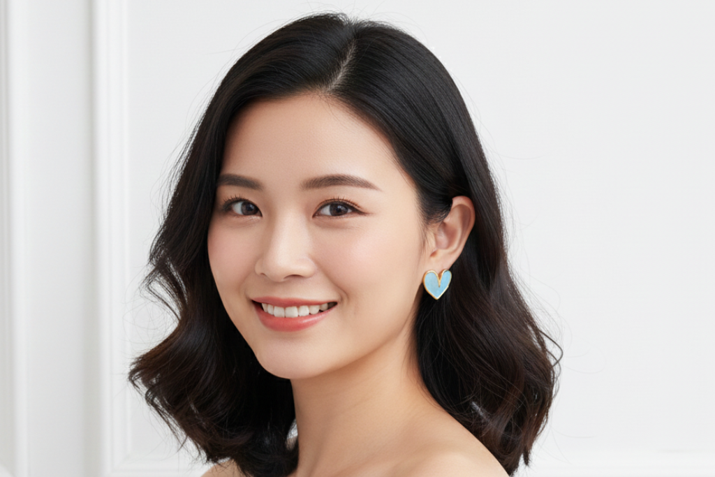 Blue heart shaped stud