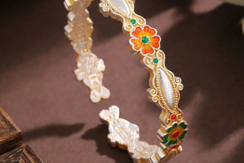 Begonia Flower Open Bracelet