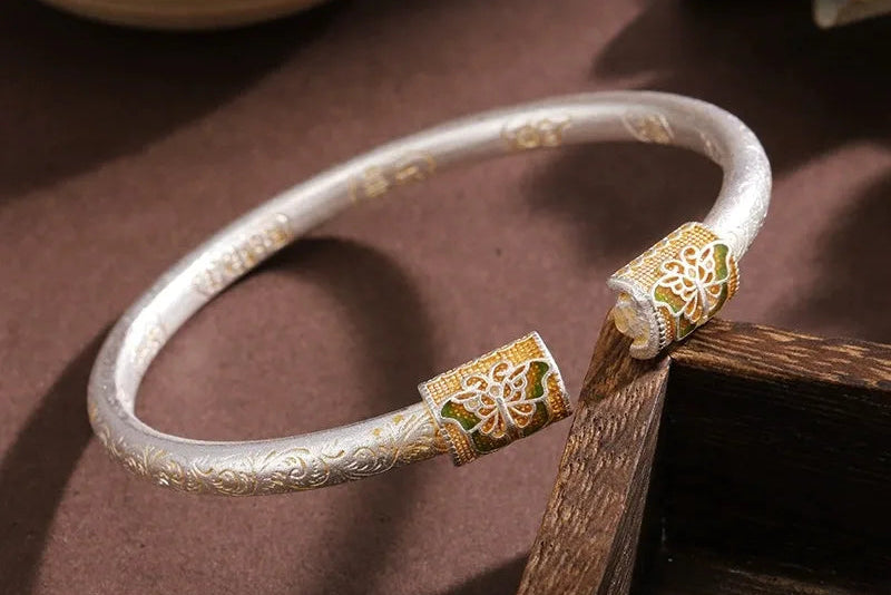 Vintage Style Silver Plated Enamel Bracelet