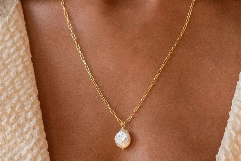 Gold Plated chain with Pearl Droplets pendant