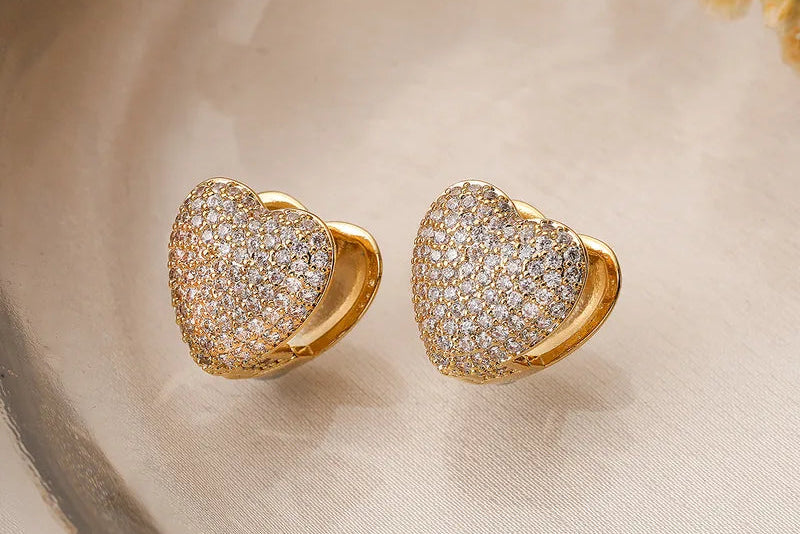 Heart shape stud with white stones