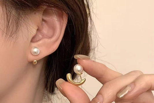 Gold C-Ring Dual wear Pearl