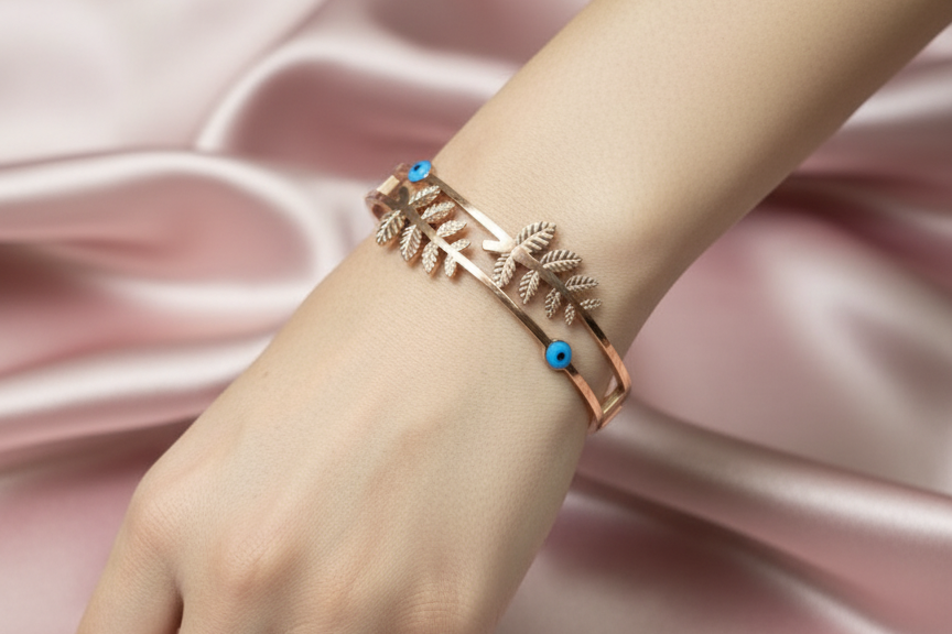 Rose gold leaf bracelet