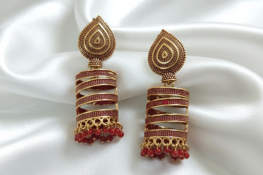 Royal Red Drop Earrings