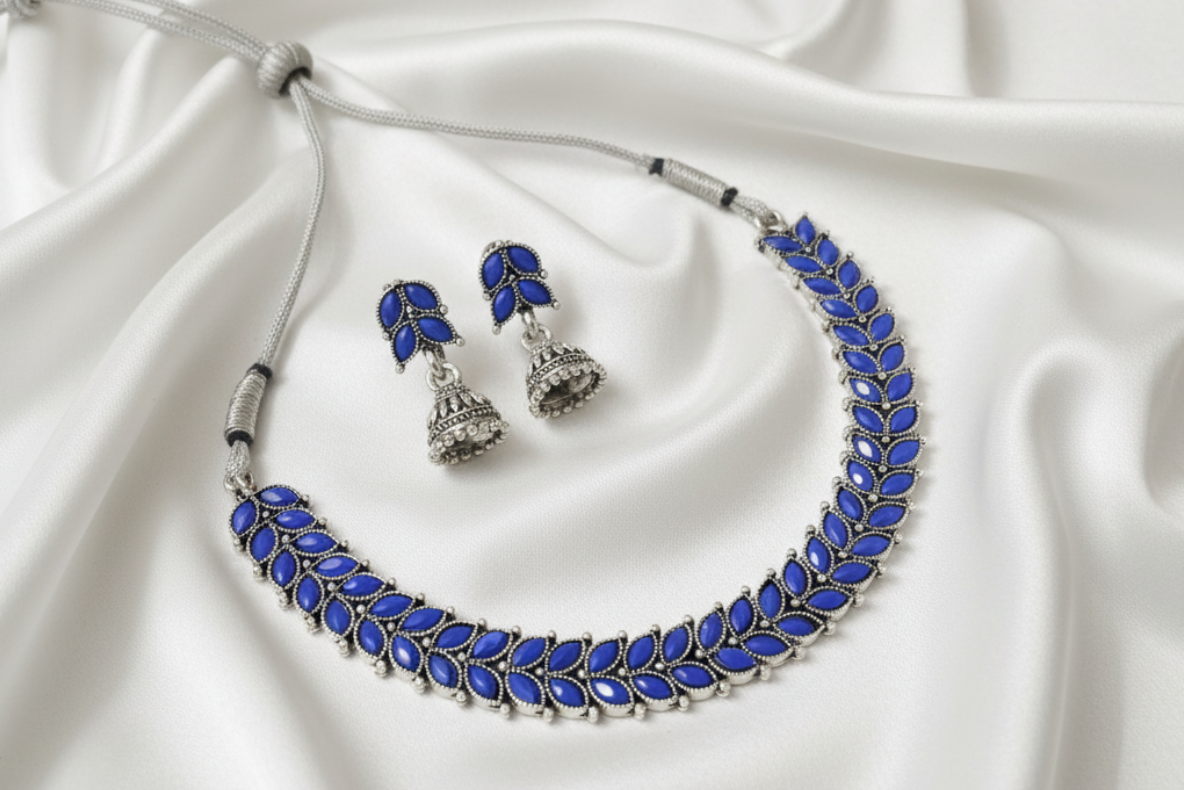 Blue Stone Antique Necklace & Earring Set