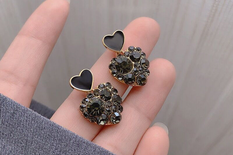 Love Heart Earrings-Black