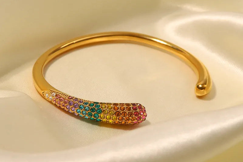 Multi colour stone Anti Tarnish Bangle