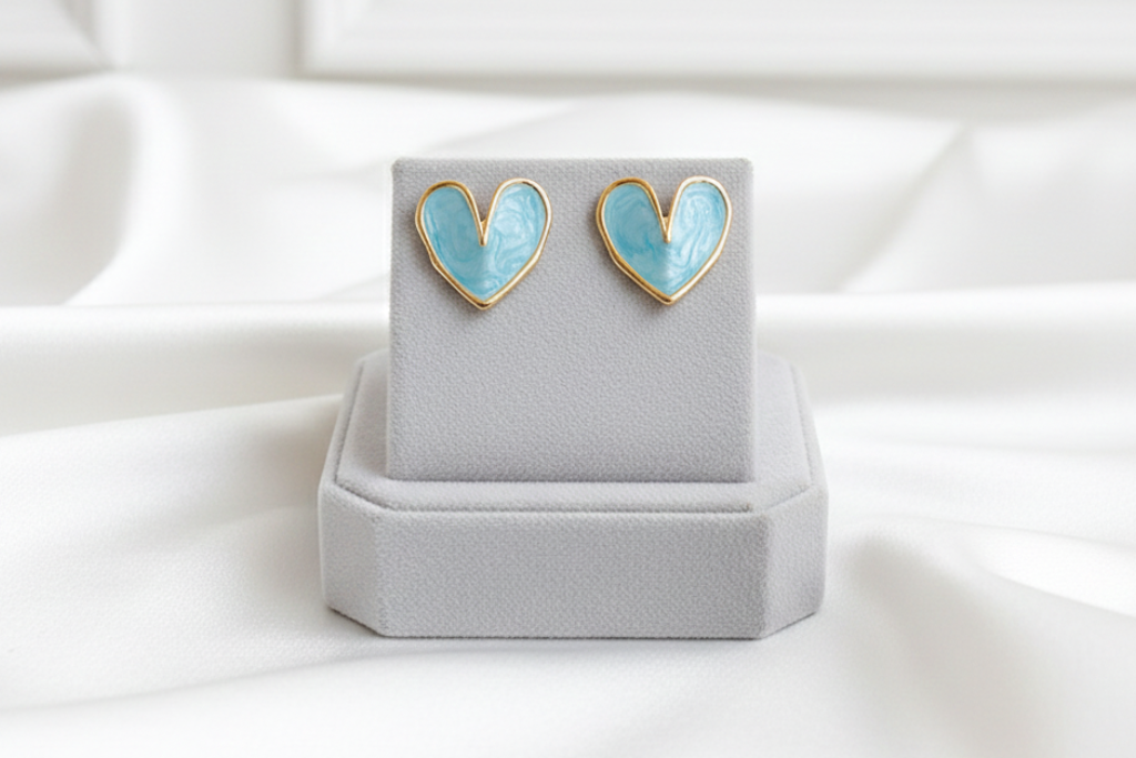 Blue heart shaped stud