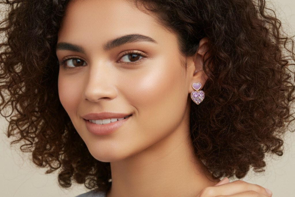 Heart Shaped Purple Earring
