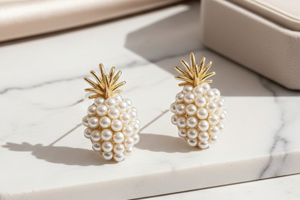 Pineapple pearl earring