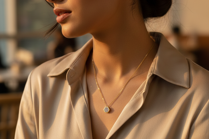 Chain with Peach colour pendant