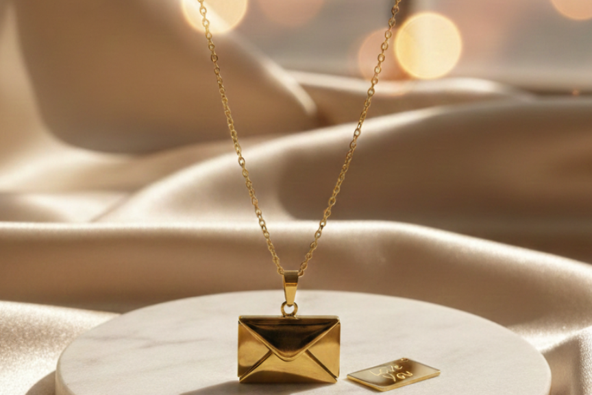 Chain with Letter pendant with Love You card