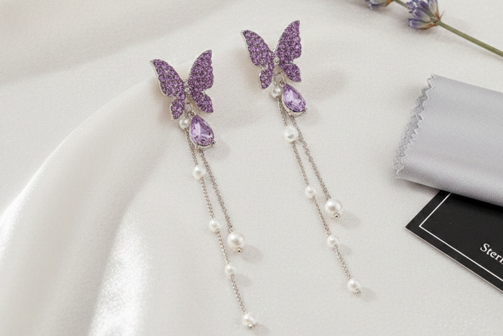Purple Butterfly Earring