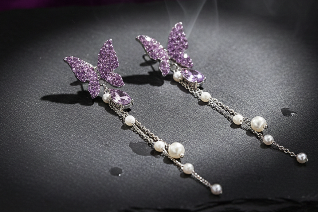 Purple Butterfly Earring