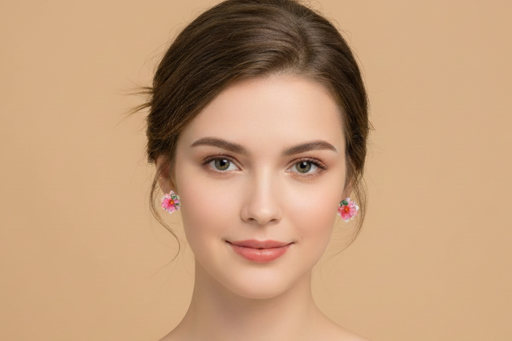 Pink Flower Love Tassel Earrings