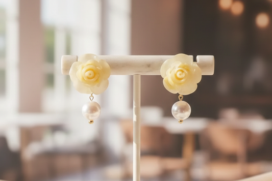 Yellow rose with pearl