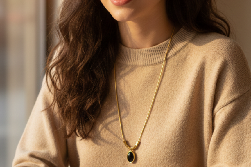 Chain with Black stone pendant