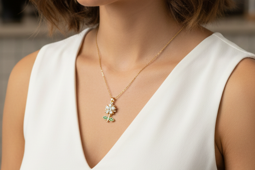 Chain with a floral pendant