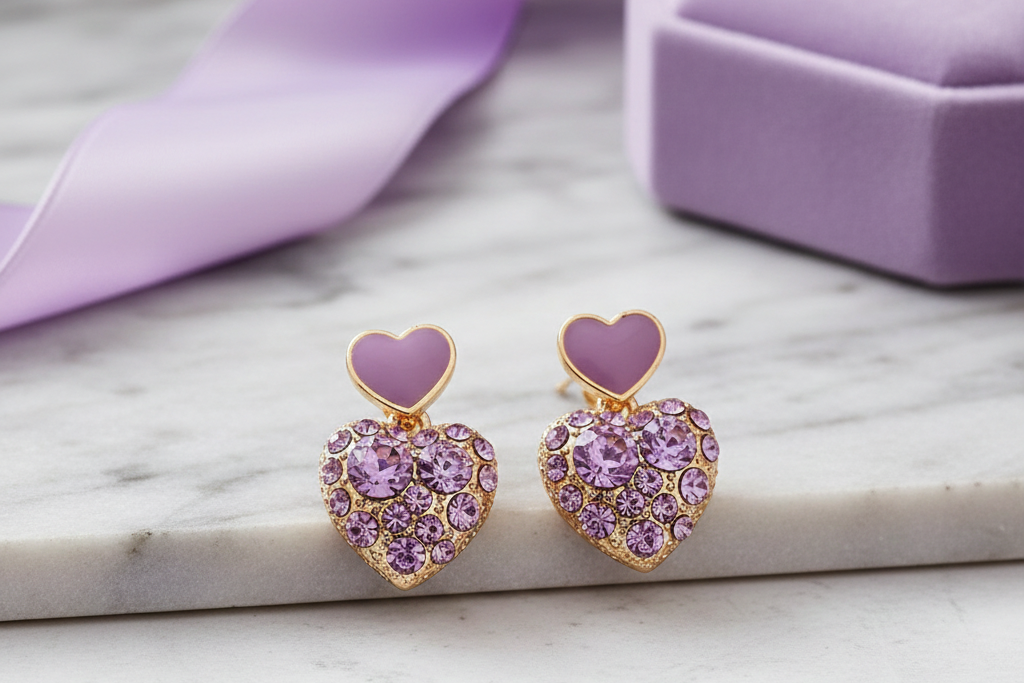 Heart Shaped Purple Earring
