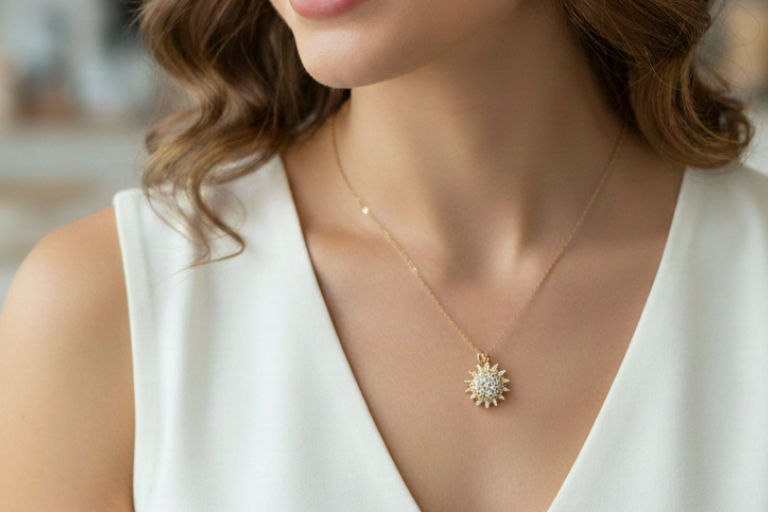 Chain with sunflower pendant