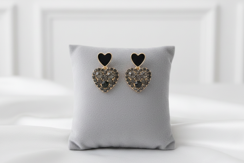 Love Heart Earrings-Black