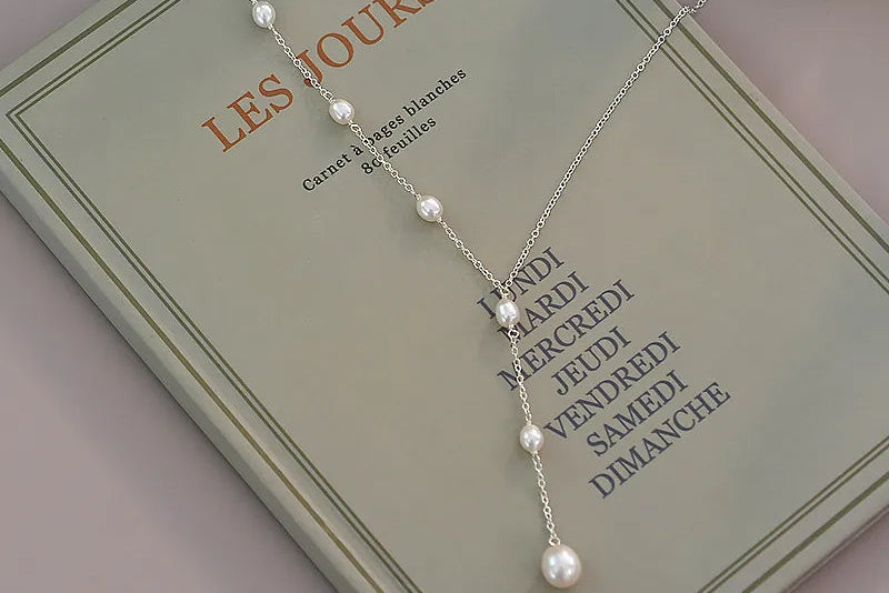 Light luxury freshwater pearl 925 sterling silver necklace