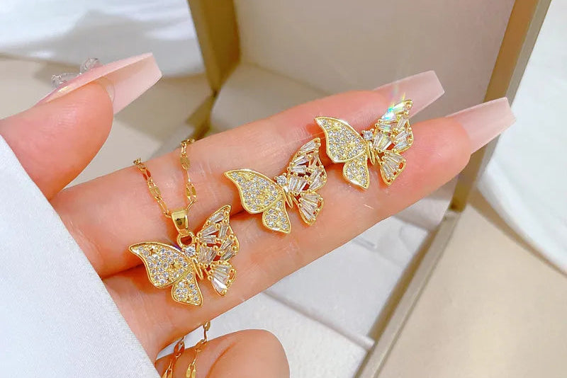 Chain with Butterfly pendant jewellery set