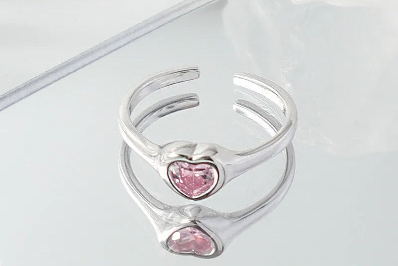 Pink Heart Ring in Sterling Silver