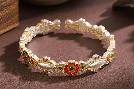 Begonia Flower Open Bracelet