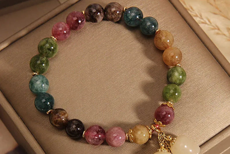 Multi-coloured beaded bracelet
