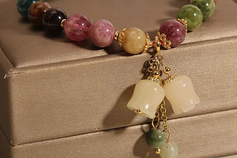 Multi-coloured beaded bracelet