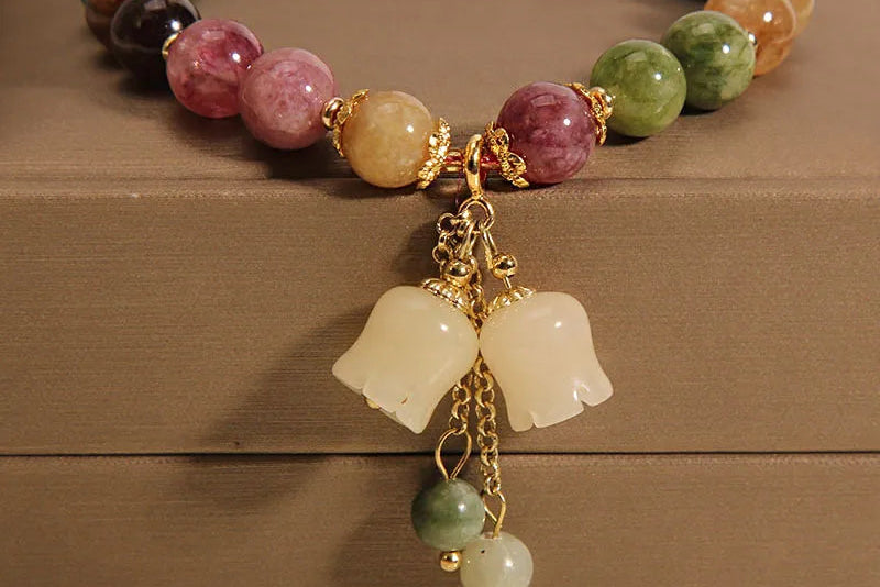 Multi-coloured beaded bracelet