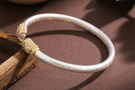 Vintage Style Silver Plated Enamel Bracelet