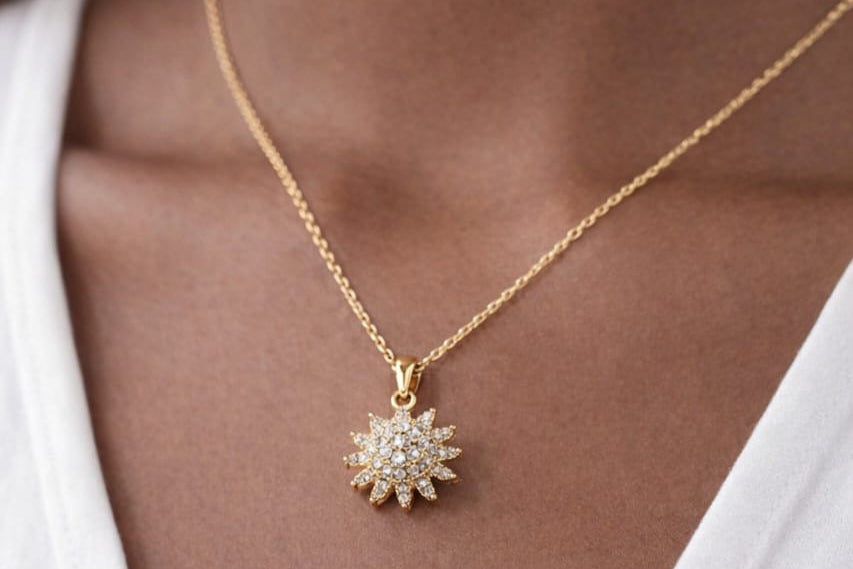 Chain with sunflower pendant
