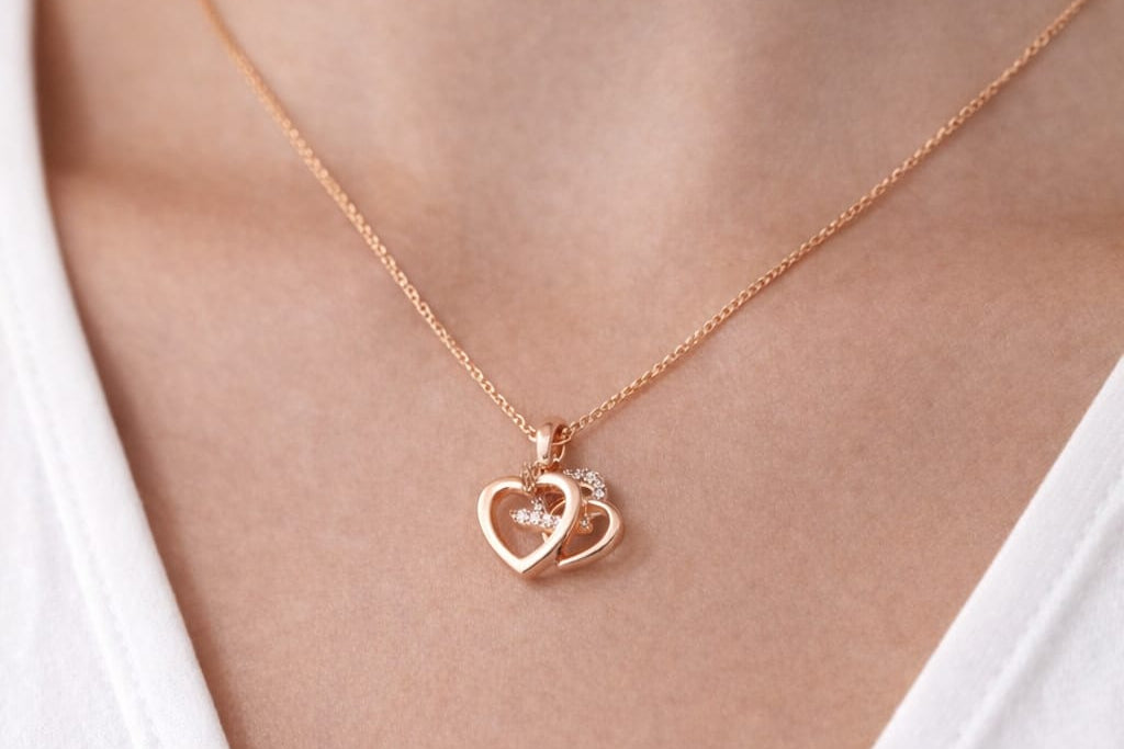 Rose gold chain with a heart-shaped pendant