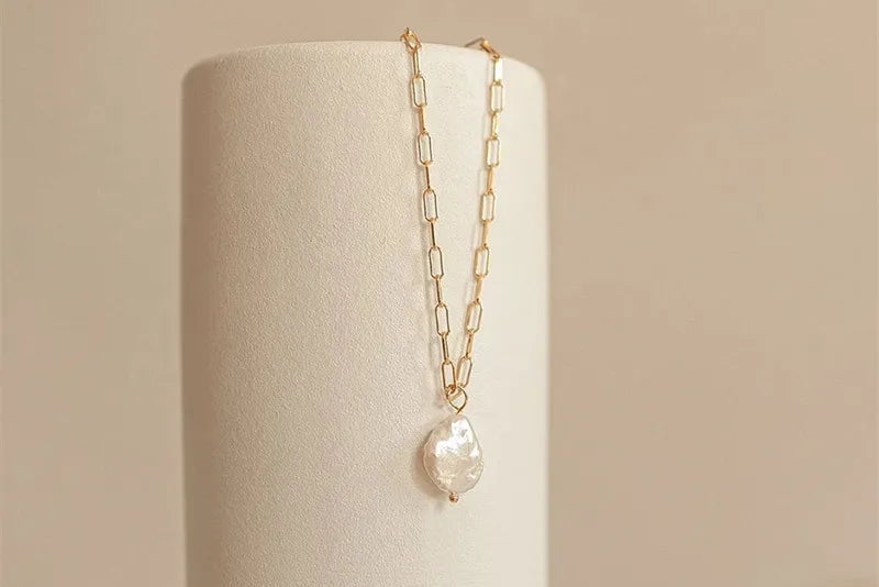 Gold Plated chain with Pearl Droplets pendant