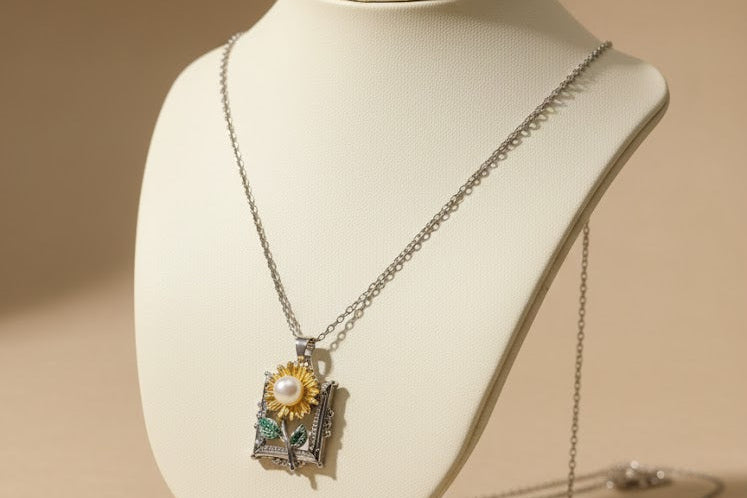 Silver Chain with Sunflower Pendant